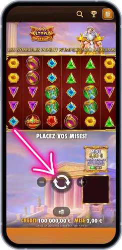 Lancement du jeu Gates of Olympus Super Scatter – écran de mise