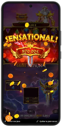 Gain de 870 euros avec un multiplicateur de 145x dans Gates of Olympus Super Scatter